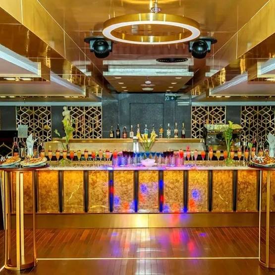 Selection of food and drinks on a cruise